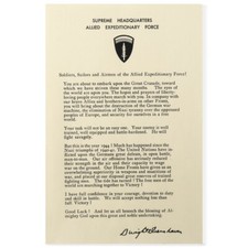 Listing image for Authentic Reproduction US WW2 President Eisenhower D-Day letter- WW2 Memorabilia