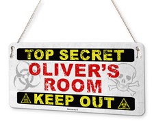 Listing image for Top Secret Keep Out Personalised Childs Bedroom Door Sign Name Plaque