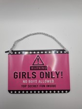 Listing image for Girls Only! No Boys Allowed Top Secret Fun Inside Tin Plate Hanging Sign Bedroom